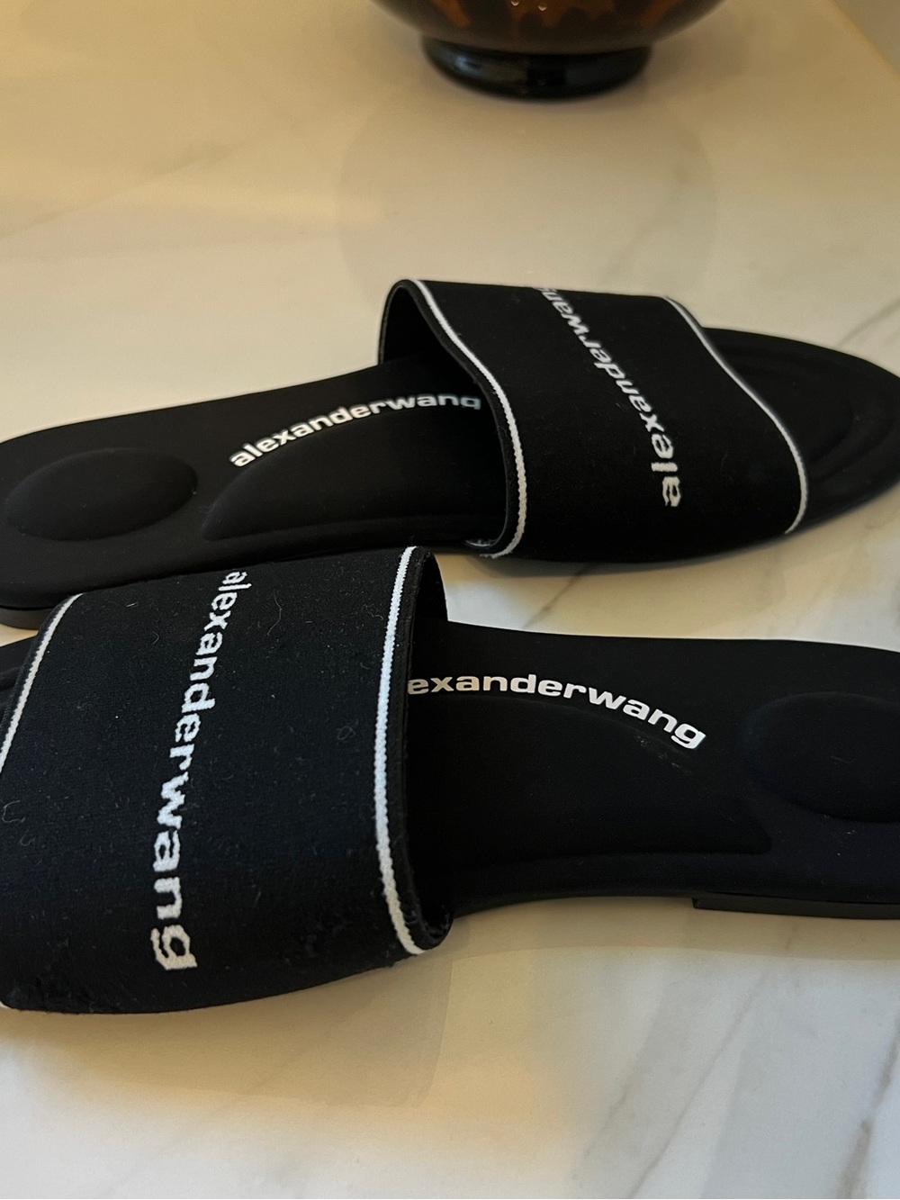 Alexander Wang Black Logo-Trim Slide Sandals - Picture 2 of 3